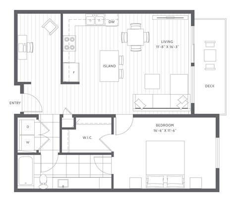 One Bed with Den Floor Plan at Harbor Heights 55+ Community, Washington, 98501
